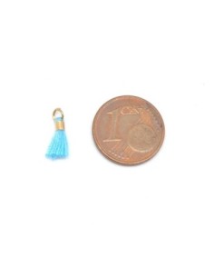 mini pompon bleu aigue-marine et métal doré 2