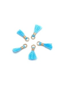 mini pompon bleu céleste et métal doré
