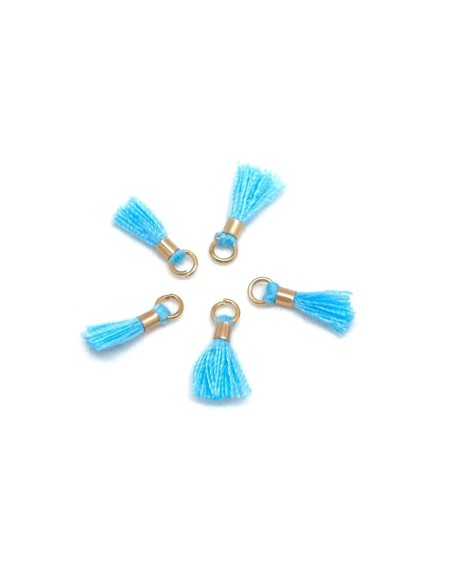 mini pompon bleu céleste et métal doré
