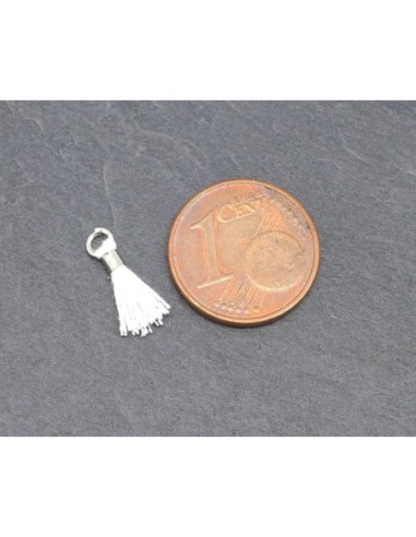 très petit pompon blanc et métal argenté 13mm