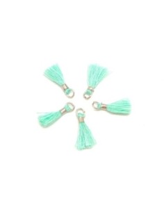 mini pompon vert pastel et métal argenté 13mm