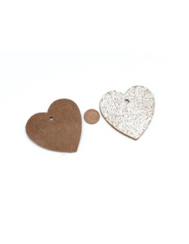 Pendentif coeur blanc en cuir effet craquelé