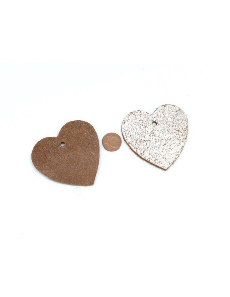 Pendentif coeur blanc en cuir effet craquelé