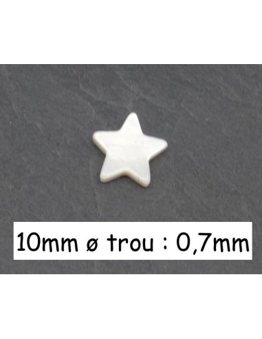 Perle étoile en nacre 10mm de couleur blanc cassé ivoire nacré