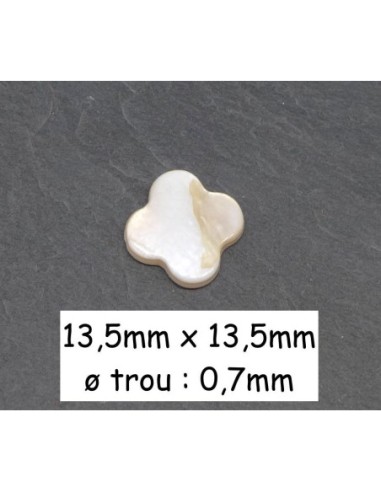 Perle fleur en nacre, croix de couleur ivoire nacré 13,5mm