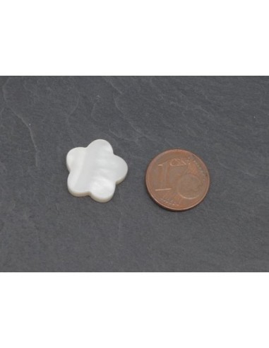 Fleur en nacre de couleur ivoire nacré 15mm