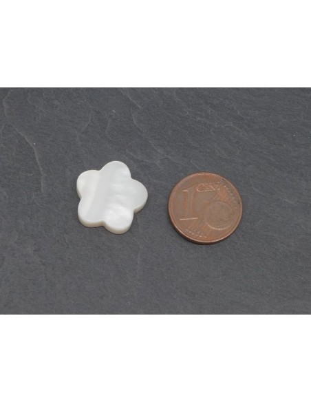 Fleur en nacre de couleur ivoire nacré 15mm