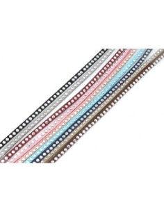 cordon de suédine fine strassée argenté rose pastel Aspect daim 2