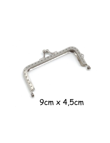 Fermoir porte monnaie en métal argenté travaillé 9cm avec attache sur un côté clic clac