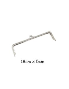 Fermoir sac en métal argenté 18cm type clic clac claps - rectangle