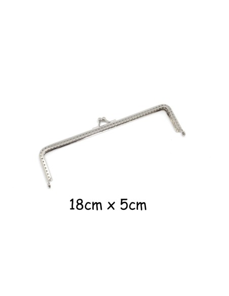 Fermoir sac en métal argenté 18cm type clic clac claps - rectangle