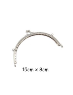 Fermoir sac arrondi demi cercle en métal argenté 2 attache sur les côtés 15cm