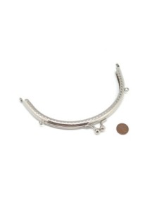 Fermoir sac arrondi demi cercle en métal argenté 2 attache sur les côtés 15cm 2