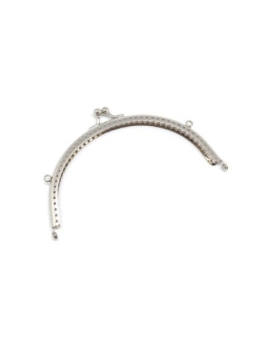 Fermoir sac demi cercle en métal argenté 2 attaches sur les côtés 15cm