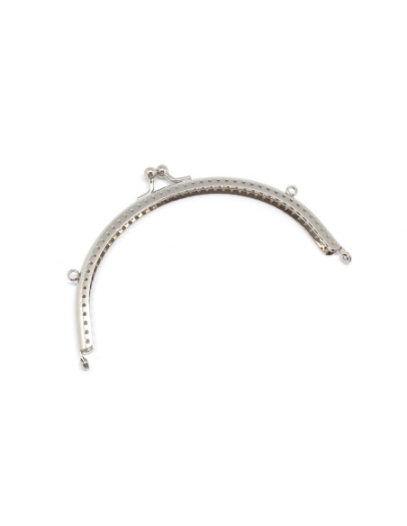 Fermoir sac demi cercle en métal argenté 2 attaches sur les côtés 15cm