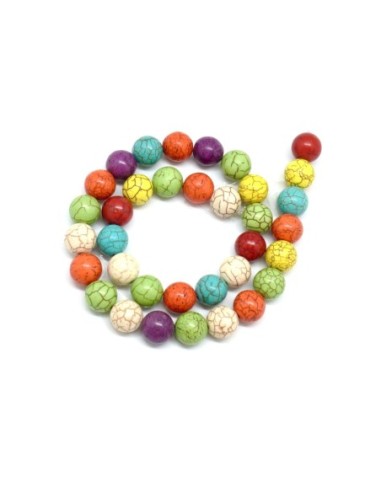 perle imitation "Howlite" multicolore ronde 12mm pas chere