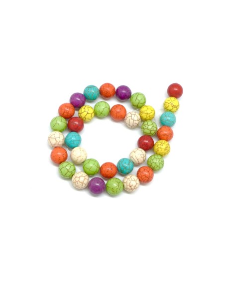 perle 12mm imitation "Howlite" multicolore, coloris assorties pas chere