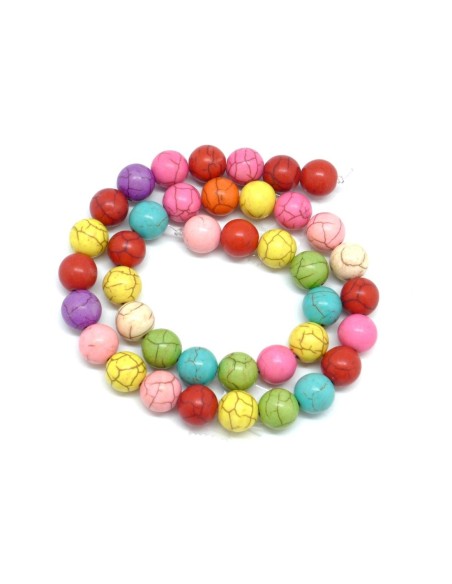 perle imitation "Howlite" multicolore, coloris assorties 10mm ronde