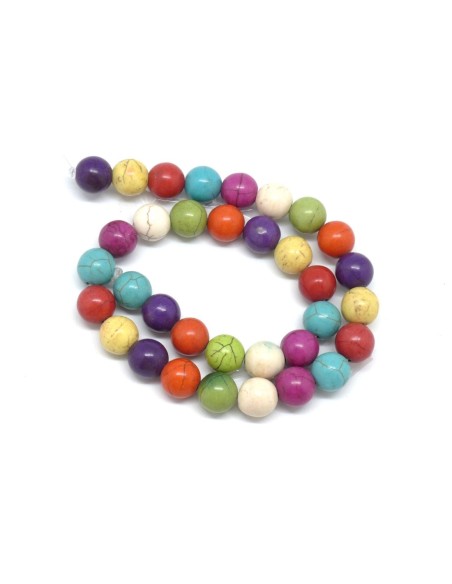 perle ronde imitation "Howlite" multicolore