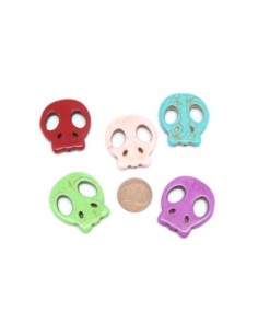 perle tête de mort mexicaine, crâne imitation Howlite divers coloris 2