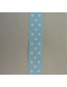R- 50cm de Ruban Galon 25mm plat à pois blancs sur fond... 2