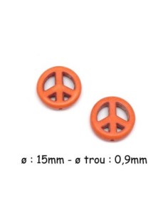 perle Peace and love orange imitation Howlite 15mm