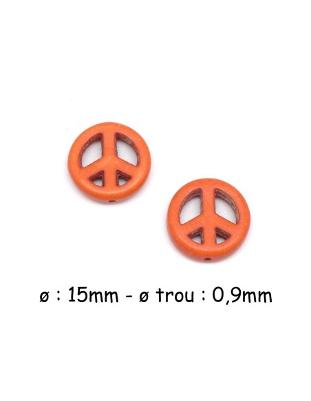 perle Peace and love orange imitation Howlite 15mm