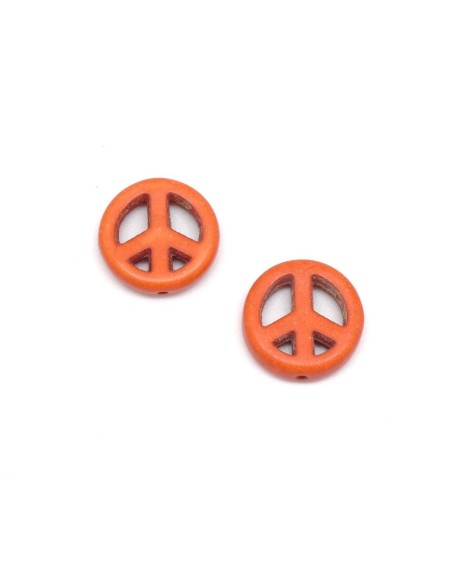 perle Peace and love orange imitation Howlite 15mm pas chère