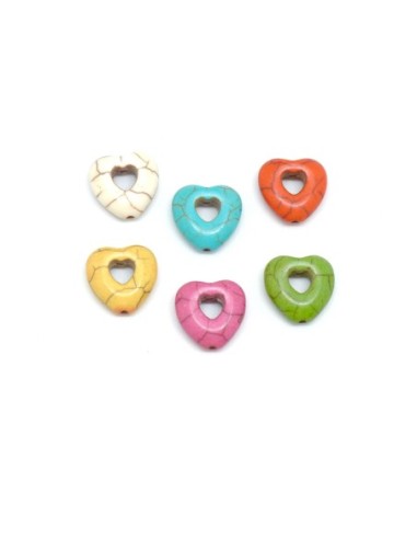 perle cadre en forme de coeur imitation howlite multicolore 15mm
