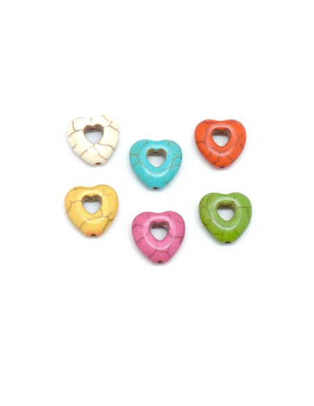 perle cadre en forme de coeur imitation howlite multicolore 15mm