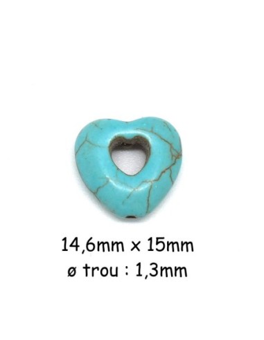 perle coeur imitation Howlite bleu turquoise 15mm pas chère