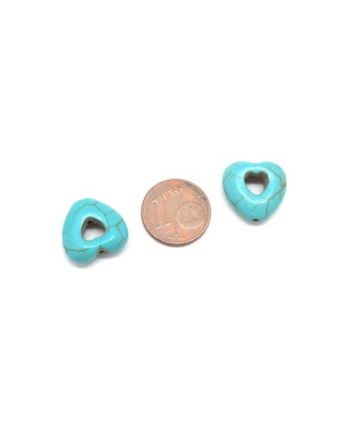perle coeur imitation Howlite bleu turquoise 15mm