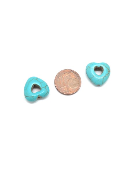 perle coeur imitation Howlite bleu turquoise 15mm
