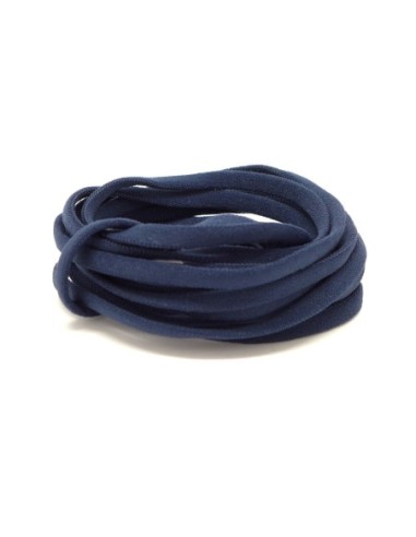 Cordon lycra élastique stretch 4mm style spaghetti bleu marine