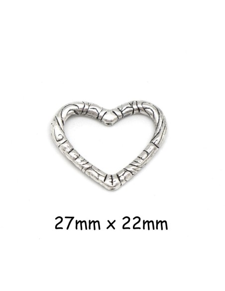 Perle cadre en forme de coeur en métal argenté
