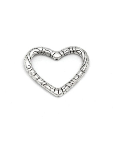Perle de jonction coeur en métal argenté
