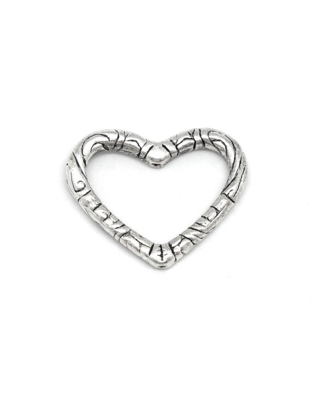 Perle de jonction coeur en métal argenté