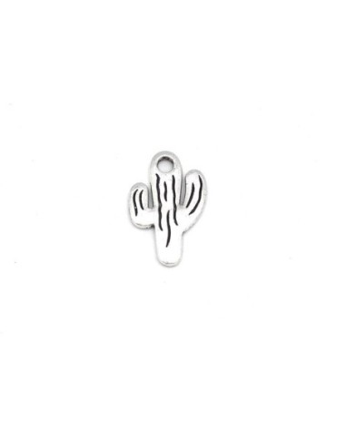 pendentif cactus en métal argenté 19mm tendance tropicale