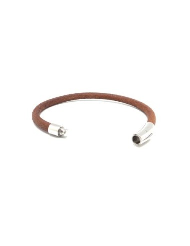 Kit bracelet homme cuir marron et fermoir acier inoxydable : idée cadeau fête des pères