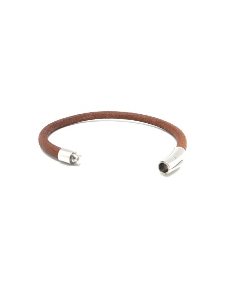Kit bracelet homme cuir marron et fermoir acier inoxydable : idée cadeau fête des pères