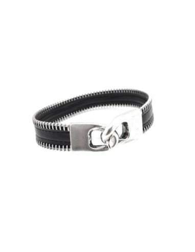 bracelet homme cuir et argenté