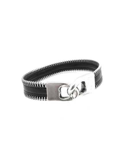 bracelet homme cuir et argenté