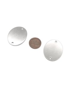Perle connecteur plaque ovale en acier inoxydable argenté peut être gravé 2