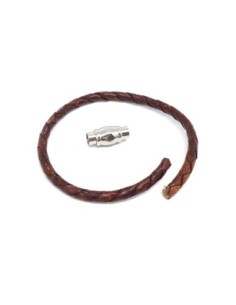 Kit bracelet homme cuir tressé marron et fermoir aimanté en acier inoxydable 5mm 2