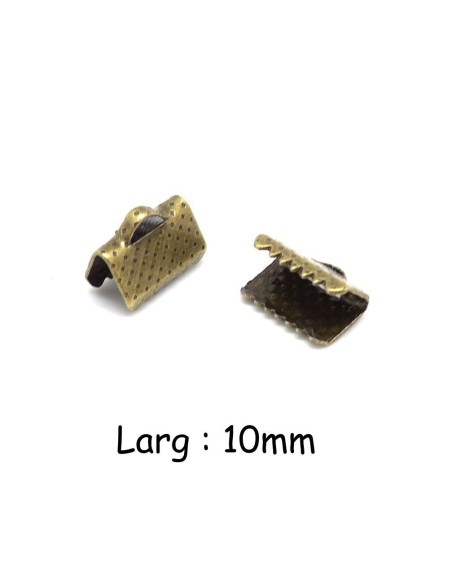 Embout griffe 10mm en métal couleur bronze gravé de points