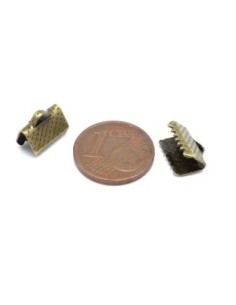 Embout griffe 10mm en métal couleur bronze gravé de points 2