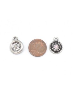 Breloque sequin en métal argenté avec strass rose pastel style ethnique 2
