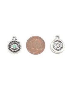 Breloque sequin en métal argenté avec strass vert pastel style ethnique 2