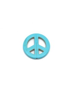 perle Peace and love 35mm imitation turquoise "Howlite" bleu turquoise 2