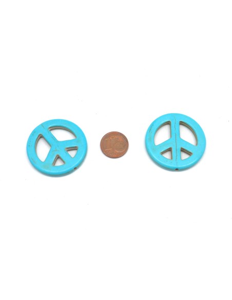 Grande perle Peace and love style "Howlite" bleu turquoise